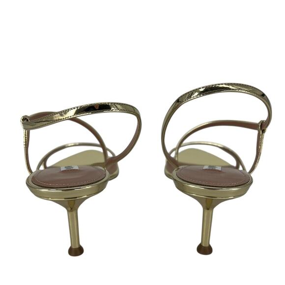 Aquazzura Tease Soft Gold Leather Kitten Heel Sandals Size 38.5 - Picture 11 of 15